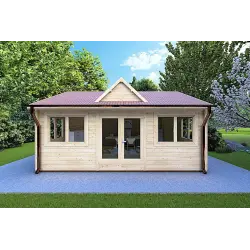 Moderne Gartenhaus VIOLA 6x5.2, 44mm, Frontansicht