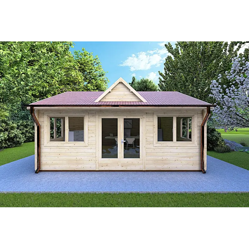 Moderne Gartenhaus VIOLA 6x5.2, 44mm, Frontansicht