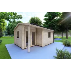 Gartenhaus Holz SONIA 6x4, 44mm, Frontansicht linke Seite