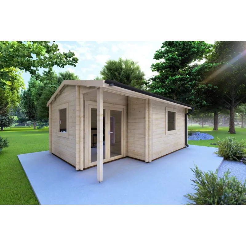 Gartenhaus Holz SONIA 6x4, 44mm, Frontansicht linke Seite