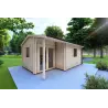 Gartenhaus Holz SONIA 6x4, 44mm, Frontansicht linke Seite