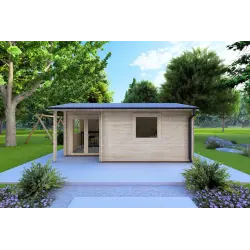 Gartenhaus Holz SONIA 6x4, 44mm, Frontansicht