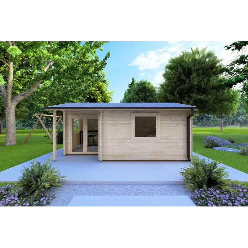 Gartenhaus Holz SONIA 6x4, 44mm, Frontansicht