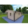 Isolierte Blockbohlenhaus Alma 6x12, 44/100/44 mm, Frontansicht rechte Seite