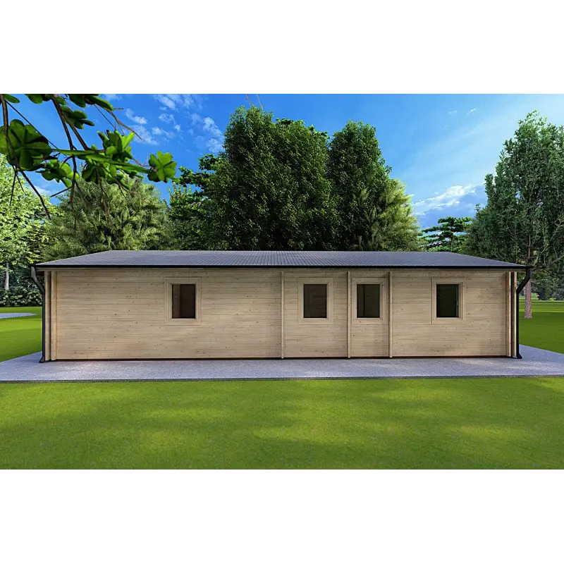 Isolierte Blockbohlenhaus Alma 6x12, 44/100/44 mm, linke Seite