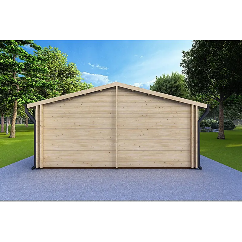 Isolierte Blockbohlenhaus Alma 6x12, 44/100/44 mm, Rückansicht