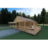 Abgelegenes Haus SMERALDA 6×6, 36 m², mit begehbarer Galerie und 19 m² Terrasse, 44/100/44 mm, Frontansicht rechte Seite