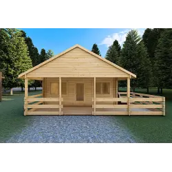 Abgelegenes Haus SMERALDA 6×6, 36 m², mit begehbarer Galerie und 19 m² Terrasse, 44/100/44 mm, Frontansicht