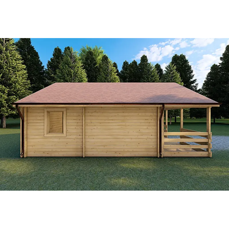 Abgelegenes Haus SMERALDA 6×6, 36 m², mit begehbarer Galerie und 19 m² Terrasse, 44/100/44 mm, linke Seite