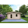 Isolierte Blockbohlenhaus IRMA 5x6, 44/100/44 mm, Frontansicht