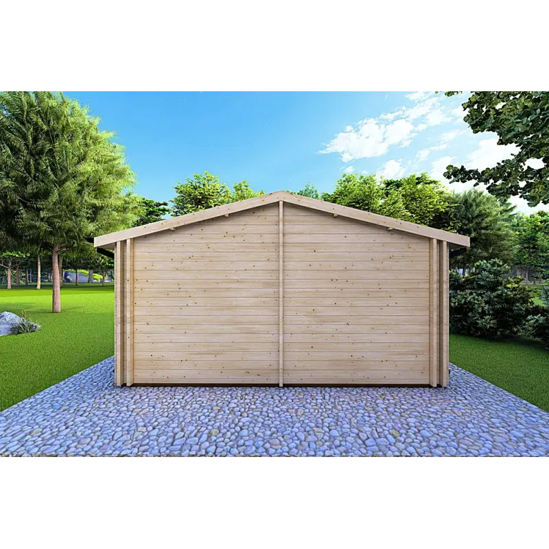 Isolierte Blockbohlenhaus IRMA 5x6, 44/100/44 mm, Rückansicht