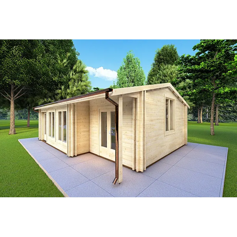 Abgelegenes Haus ADELE 8x6, 44/100/44 mm, Frontansicht rechte Seite