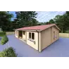 Winterfestes Holzhaus GIADA 10x7.20, 44/100/44 mm, Frontansicht rechte Seite