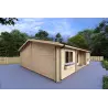 Winterfestes Holzhaus GIADA 10x7.20, 44/100/44 mm, Frontansicht linke Seite