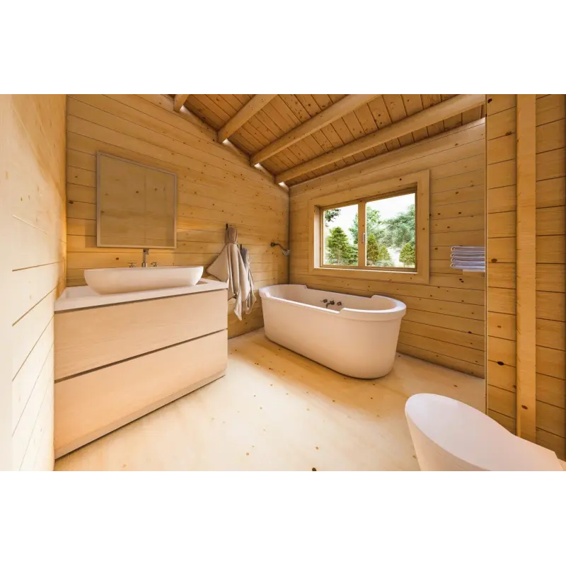 Winterfestes Holzhaus GIADA 10x7.20, 44/100/44 mm, Innenansicht Bad