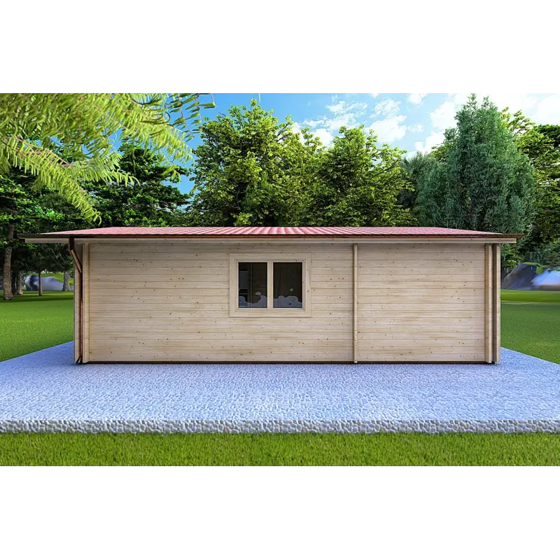 Winterfestes Holzhaus LARA 6x8, 44/100/44 mm, rechte Seite