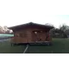 Isolierte Blockbohlenhaus ELBA 6x6, 44/100/44 mm, Frontansicht – realisierte Ausführung
