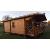 Isolierte Blockbohlenhaus ELBA 6x6, 44/100/44 mm, linke Seite – realisierte Ausführung