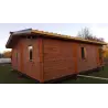 Isolierte Blockbohlenhaus ELBA 6x6, 44/100/44 mm, linke Rückansicht – realisierte Ausführung