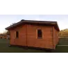 Isolierte Blockbohlenhaus ELBA 6x6, 44/100/44 mm, Rückansicht – realisierte Ausführung