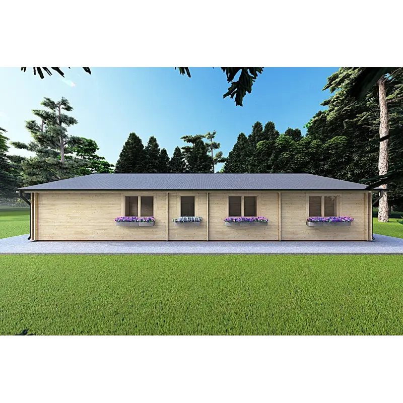 Winterfestes Holzhaus NIZZA 8x14.5, 44/100/44 mm, linke Seite