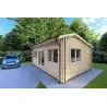 Winterfestes Holzhaus CAMILLA 5.5x4.2, 44/100/44 mm, Frontansicht rechte Seite