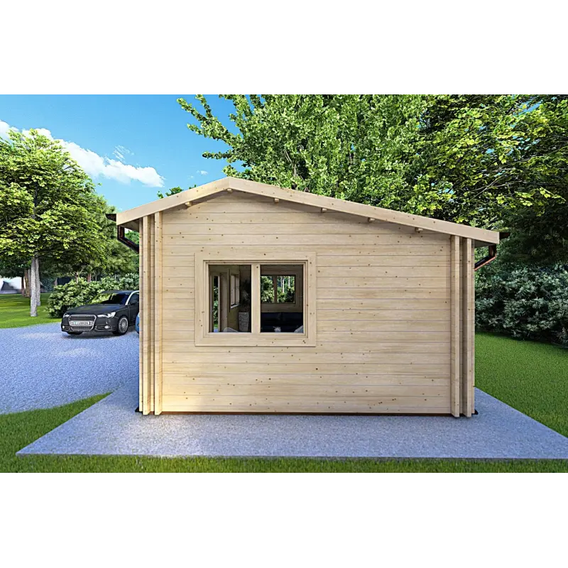 Isolierte Blockbohlenhaus CAMILLA 6x4.2, 44/100/44 mm, rechte Seite