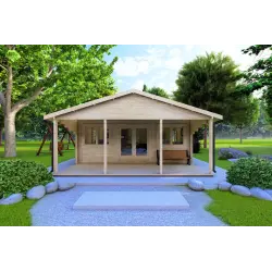 Moderne Holzhaus PERLA 6x6, 44mm, Frontansicht