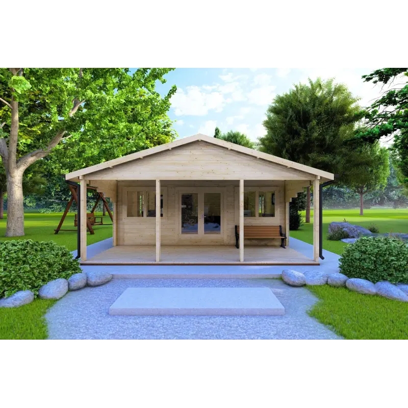 Moderne Holzhaus PERLA 6x6, 44mm, Frontansicht