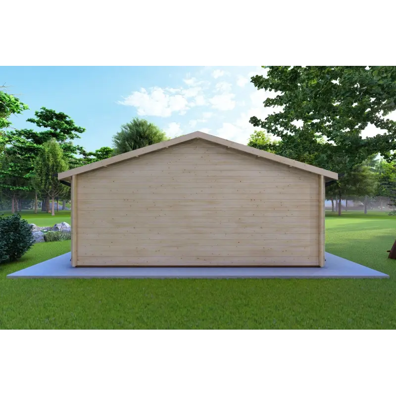 Moderne Holzhaus PERLA 6x6, 44mm, Rückansicht