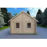 Winterfestes Holzhaus mit Schlafboden und Terrasse GAIA 33.30 m², 44/100/44 mm, Rückansicht
