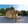 Holz-Einzelgarage mit Carport 3x6, 44mm, Frontansicht rechte Seite