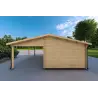 Holz-Einzelgarage mit Carport 3x6, 44mm, Rückansicht