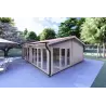 Holzhaus​ AUGUSTA 8x6, 60mm, Frontansicht rechte Seite