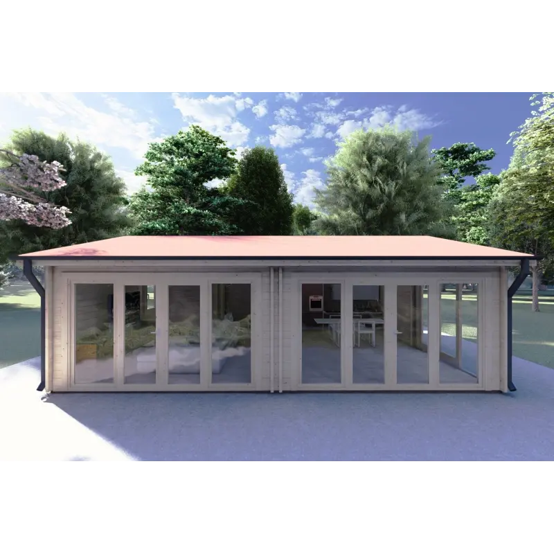 Holzhaus​ AUGUSTA 8x6, 60mm, Frontansicht
