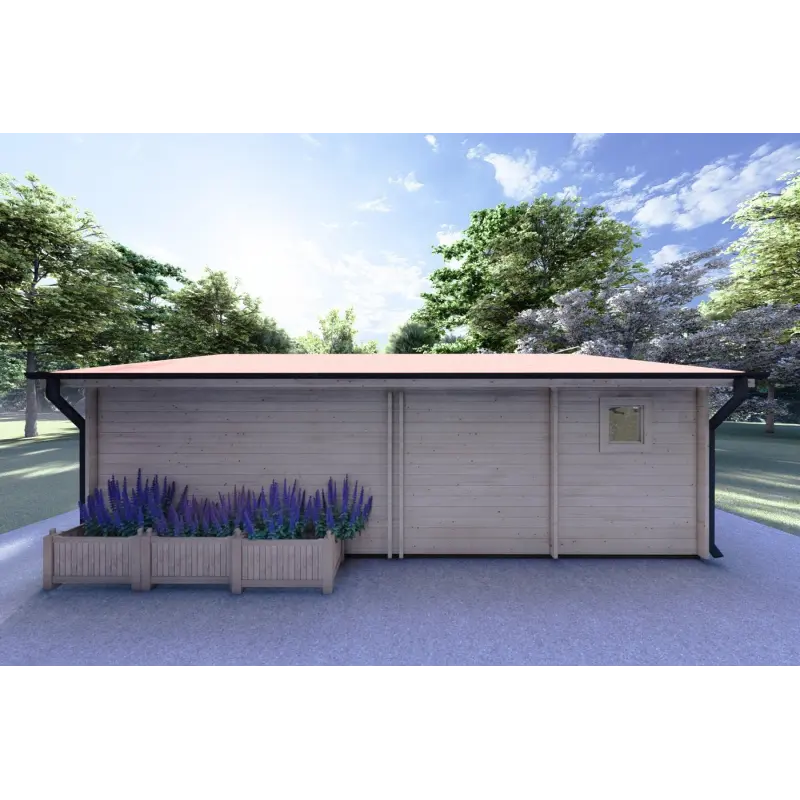 Holzhaus​ AUGUSTA 8x6, 60mm, Rückansicht