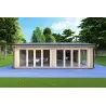 Isolierte Blockbohlenhaus AUGUSTA 8x6, 44/100/44 mm, Frontansicht