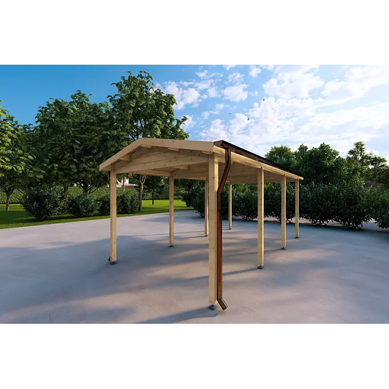 Holz-Carport 6x3, 18 m², Frontansicht rechte Seite