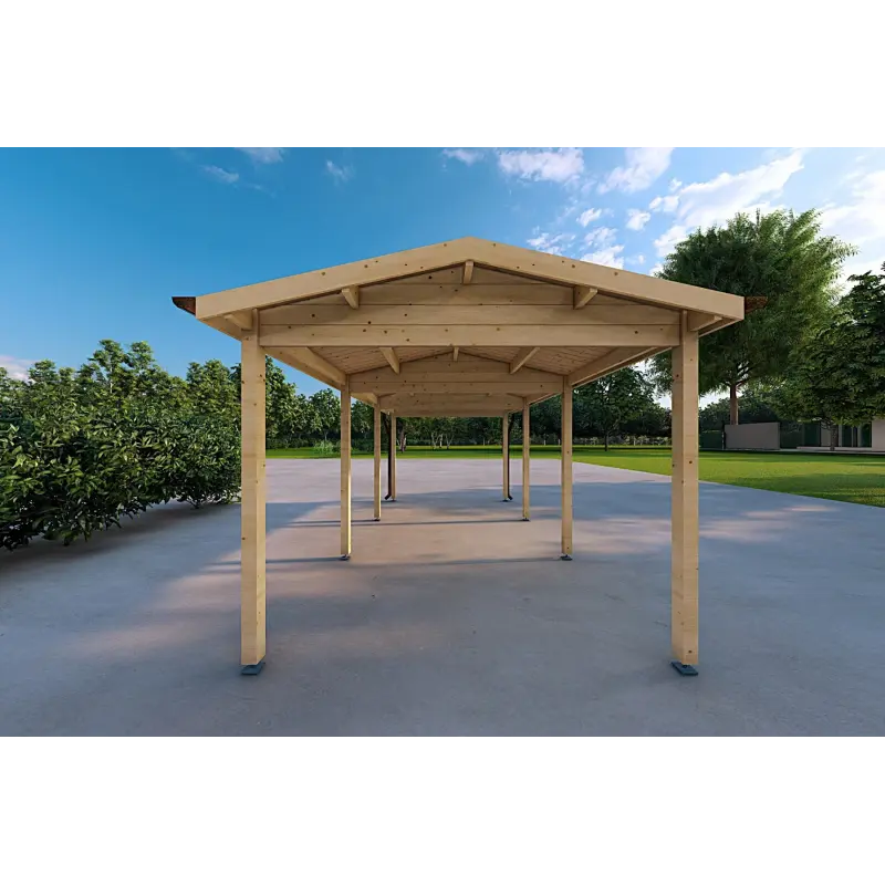 Holz-Carport 6x3, 18 m², Rückansicht