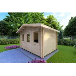 Gartenhaus Holz CHIARA 4x3, 44mm, Frontansicht rechte Seite