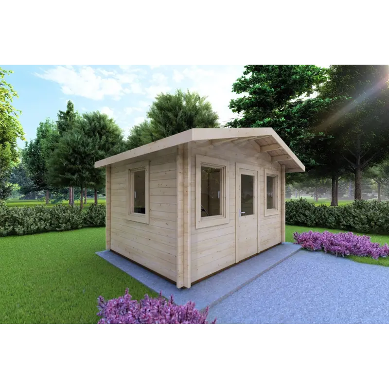 Gartenhaus Holz CHIARA 4x3, 44mm, Frontansicht linke Seite