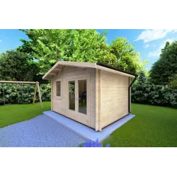 Gartenhaus GIULIA 4x3, 44mm, Frontansicht rechte Seite