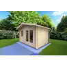 Gartenhaus GIULIA 4x3, 44mm, Frontansicht rechte Seite