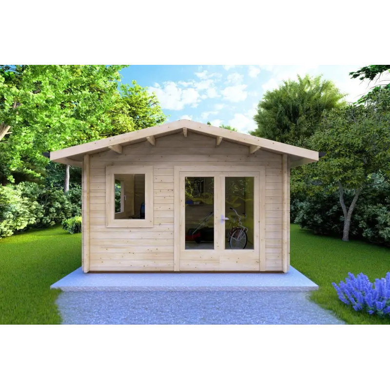 Gartenhaus GIULIA 4x3, 44mm, Frontansicht