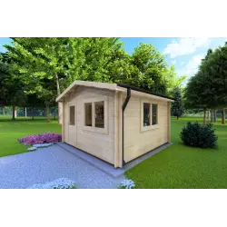 Moderne Gartenhaus ANNA 4x4, 44mm, Frontansicht rechte Seite