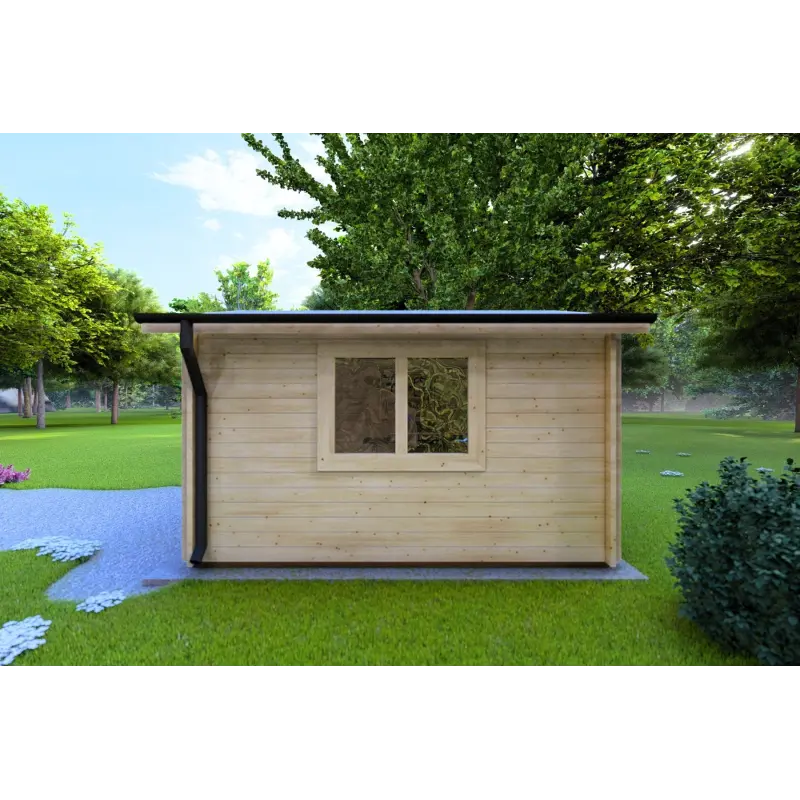 Moderne Gartenhaus ANNA 4x4, 44mm, rechte Seite