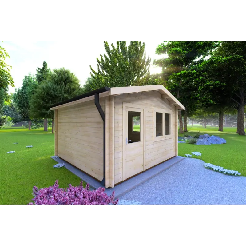 Moderne Gartenhaus ANNA 4x4, 44mm, linke Seite
