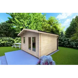 Gartenhaus LAURA 4x4, 44mm, Frontansicht rechte Seite
