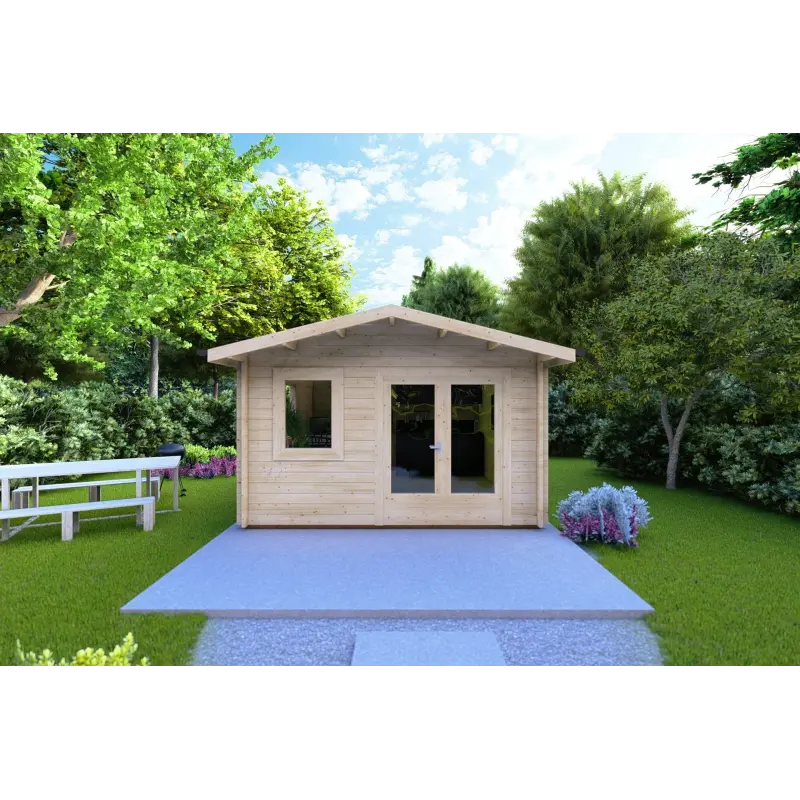 Gartenhaus LAURA 4x4, 44mm, Frontansicht