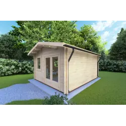 Moderne Gartenhaus MATILDE 5x4, 44mm, Frontansicht rechte Seite
